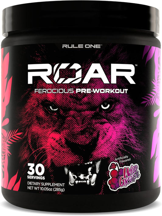Rule1 R1 Roar Ferocious Pre-Workout Powder 285 g, Wild Grape (30 Servings)