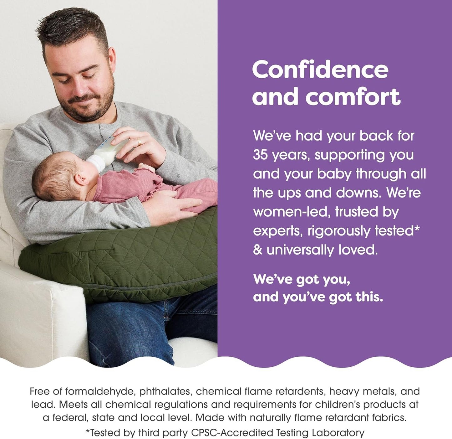 Boppy Nursing Pillow with Luxe Fabric Cover, Quilted Moss, Larger, More Supportive Pillow for Breastfeeding and Bottle Feeding; Firmer and Higher Than Original, w/Premium Cover; JPMA Certified