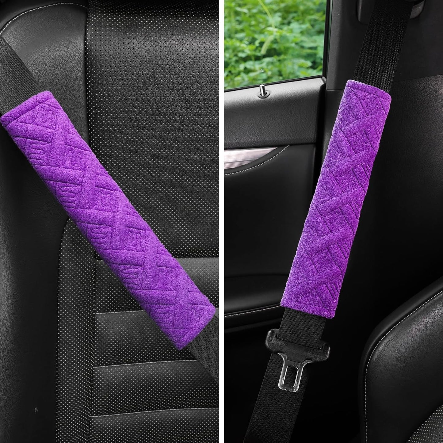 2-Pack Universal Car Seat Belt Pads Cover for A More Comfortable Driving, Seat Belt Shoulder Strap Covers Harness Pad for Car Interior Accessories (Purple, One size)