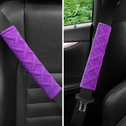 2-Pack Universal Car Seat Belt Pads Cover for A More Comfortable Driving, Seat Belt Shoulder Strap Covers Harness Pad for Car Interior Accessories (Purple, One size)