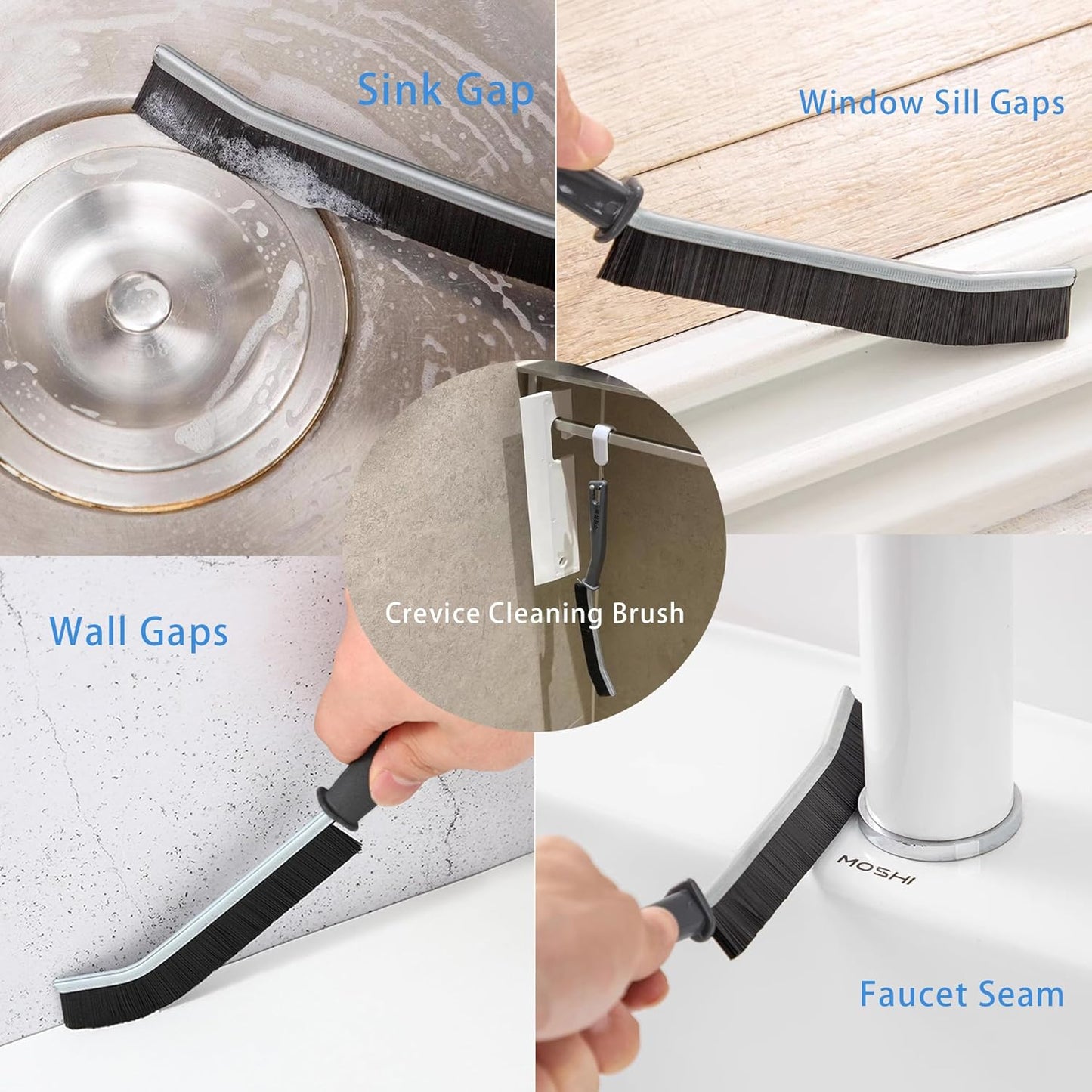 Hiyniaz 3Pcs Crevice Cleaning Brush Tool, Grout Brush Cleaning Supplies, Home Essentials, Bathroom Cleaning Brush Multifunctional Gap Scrub Hard Bristle Crevice Cleaning Brushes for Household Use