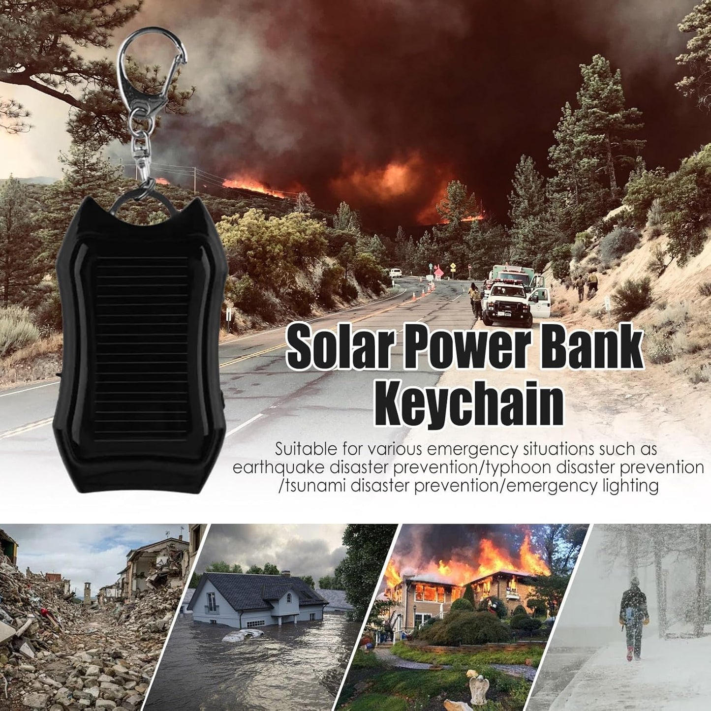 Powers Bank - Solar Charger Powers Bank | 1500mAh Portable Battery, Fast Charging Waterproof Keychains Unit with Bright Flashlight for RV Travel, Camping, Survival Gear, Tablets, Smartphones