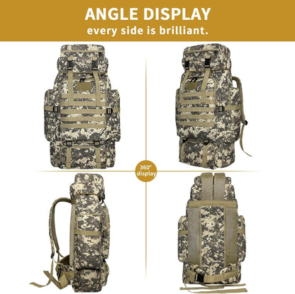 Vaupan Hiking Backpack, 80L Camping Backpack, Waterproof Large Outdoor Sport Travel Daypack Molle Rucksack for Men Women