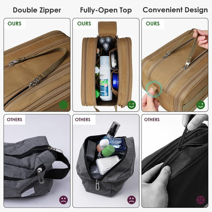 TACTICISM Toiletry Bag for Men Travel Bag, Dry Wet Separate Travel Toiletry Bag, Tactical Molle Dopp Kit for Men with Large Capacity, Water-Resistant Shaving Bag for Adult Women for Travel, C-Brown
