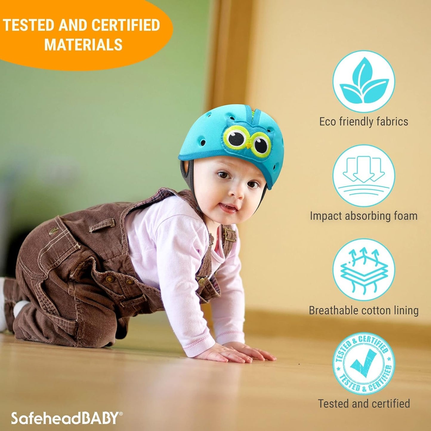 SafeheadBABY Award-Winning Infant Safety Helmet Baby Helmet for Crawling Walking Ultra-Lightweight Baby Heagear Expandable and Breathable Toddler Soft Helmets - Ladybird Pink