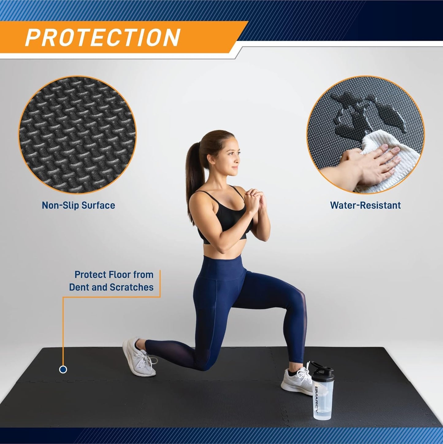 Marcy Interlocking Waterproof Flooring Mat for Exercise Equipment & Accessories