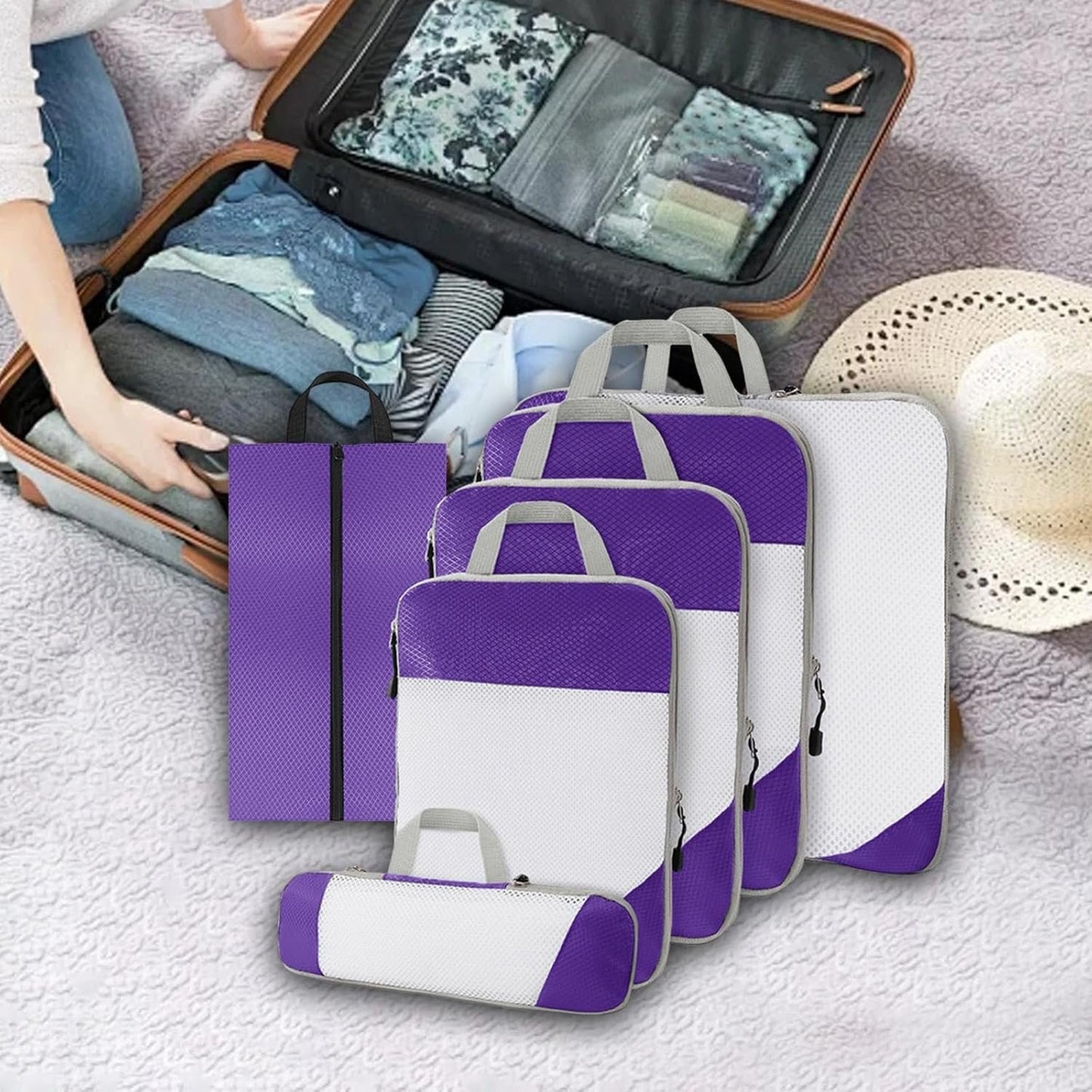 Gralara Ultimate Travel Packing Cubes Set for Seamless Organization, Violet
