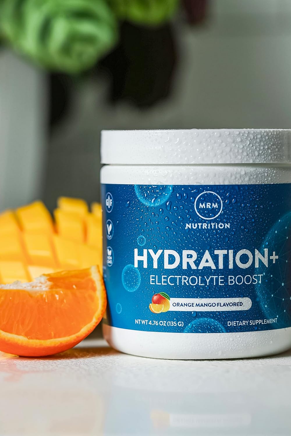 MRM Nutrition Hydration + | Orange Mango Flavored | Electrolyte Boost | Cellular Hydration | Vitamins + Electrolytes | Vegan + Gluten-Free | 15 Servings