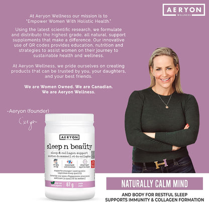 Sleep n Beaüty by Aeryon Wellness - Natural Sleep Aid - Supports Immunity & Collagen Formation - Naturally Calm Mind & Body for Restful Sleep - Natural Sleep Vitamin (Ginger Mint Flavour, 30 servings)