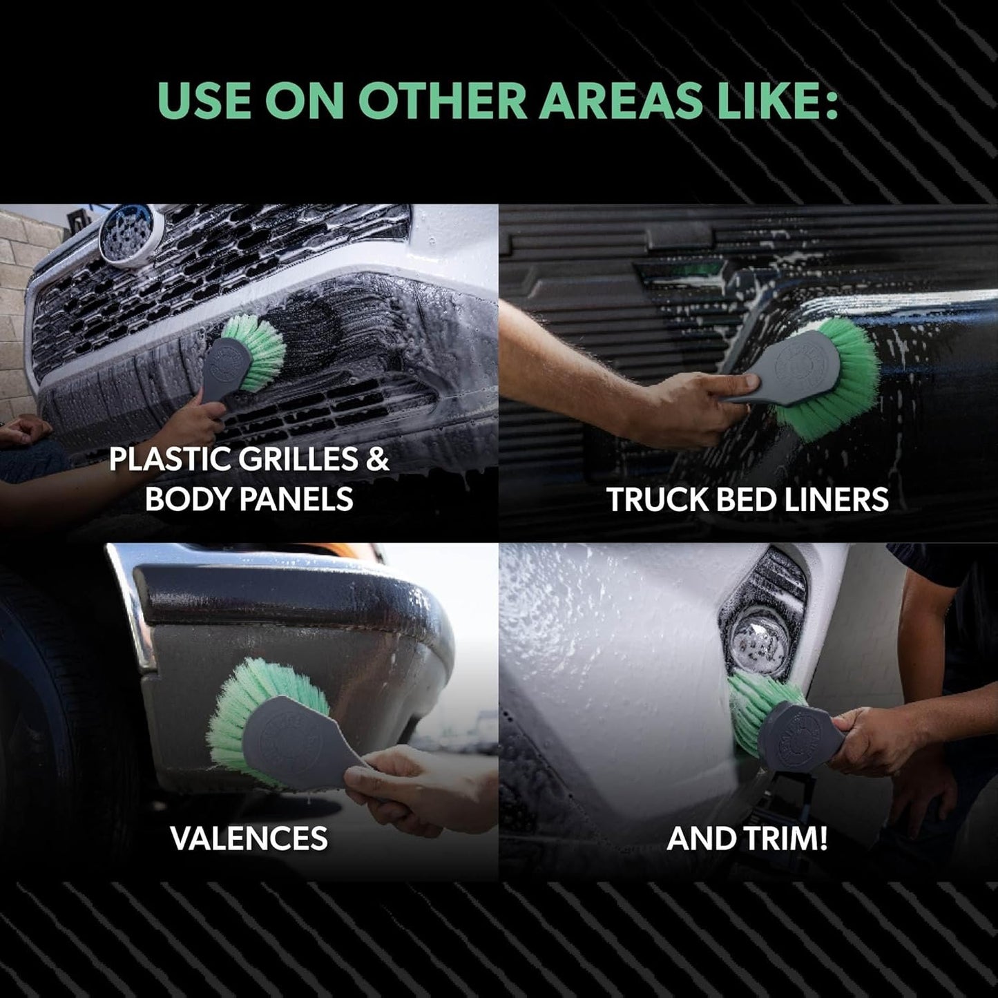 Chemical Guys ACCG08 Wheelie All Exterior Surface and Wheel Brush (Safe for Cars, Trucks, SUVs, RVs, Motorcycles, & More) Green