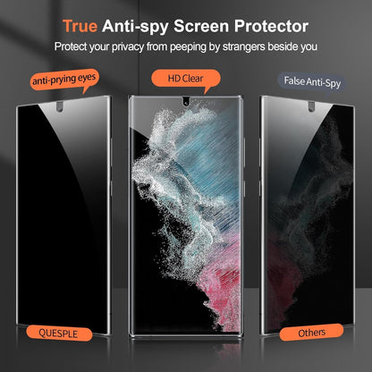 [2 Pack] QUESPLE TPU Privacy Screen Protector for Samsung Galaxy S22 Ultra 6.8-inch, Support Fingerprint Unlock, Anti-Spy, 3D Curved Screen Protector Film [Self-Healing] [Scratch Resistant] [Not Glass]