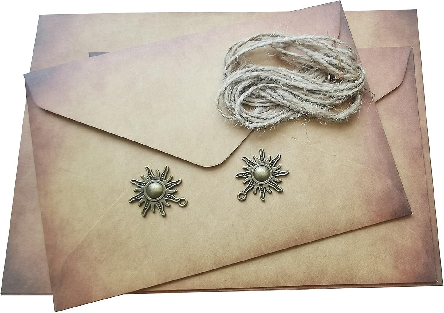 Qililandiy 6 Kinds Vintage Paper and Envelopes Set, Classic Aged Designed Papers 120gsm Writing Stationery Vintage Printing Paper Retro Writing Paper for Writing Letters