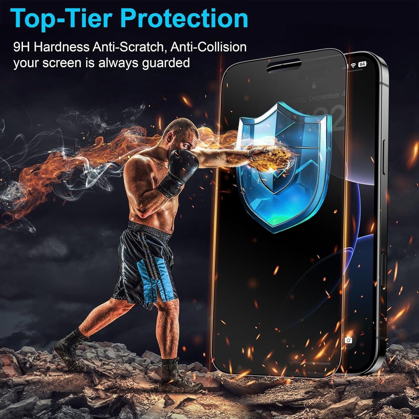 Mothca 2 Pack Matte Privacy Screen Protector for iPhone 16 Pro, Anti Spy Anti Glare Full Coverage Tempered Glass Film Anti-Fingerprint, 6.3 inch