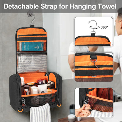 Prokva Tactical Toiletry Bag for Travel Men Dopp Kit Hygiene Bag Shower Organizer with Hooks for Toiletries and Shaving Care, Black