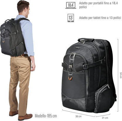 EVERKI Business 120 EKP120 18.4 Inch Laptop Backpack, Ideal for Large Laptops, Workstations and Gaming, Organizer Compartments, Padded Shoulder Straps, Water Resistant