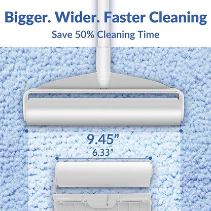 Large Lint Rollers for Carpet, Sticky Rollers for Floor DELOMO 9.45 in with 3 Extendable Handle,Long Handle Sticky Mop for Cleaning Carpets, Cars, Clothing, and Pet Hair
