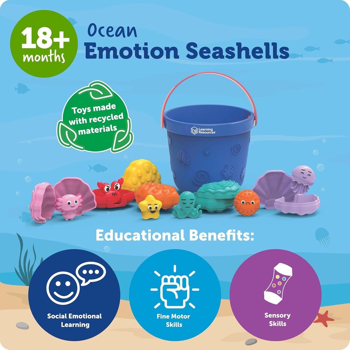 Learning Resources Emotional Ocean Shells Sensory Toy 18 Months + SEL Learning Aid