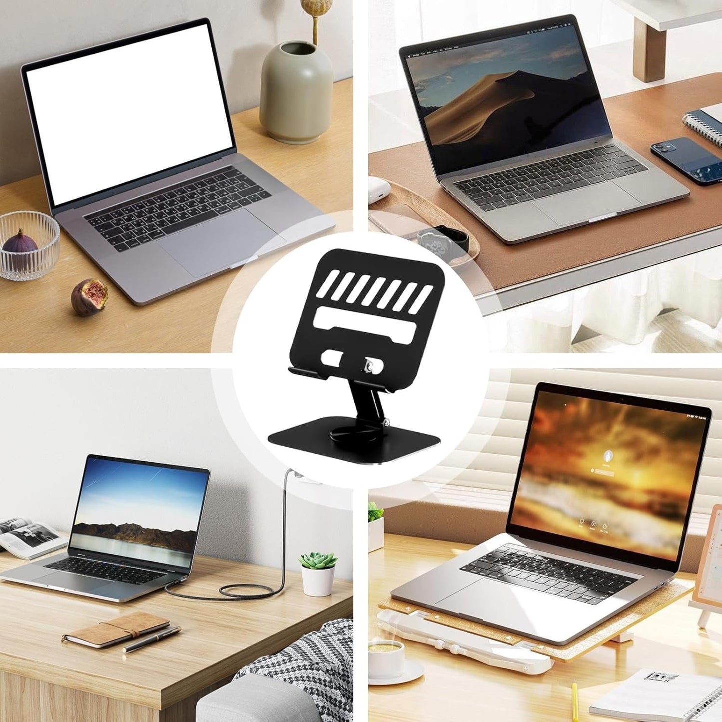 Laptop Stand for Desk Adjustable - Foldable Portable Computer Holder | Laptop Riser | Ergonomic Notebook Mount | Multifunctional Space-Saving Desk Laptop Stand for Dormitory, Bedroom, Office, Home