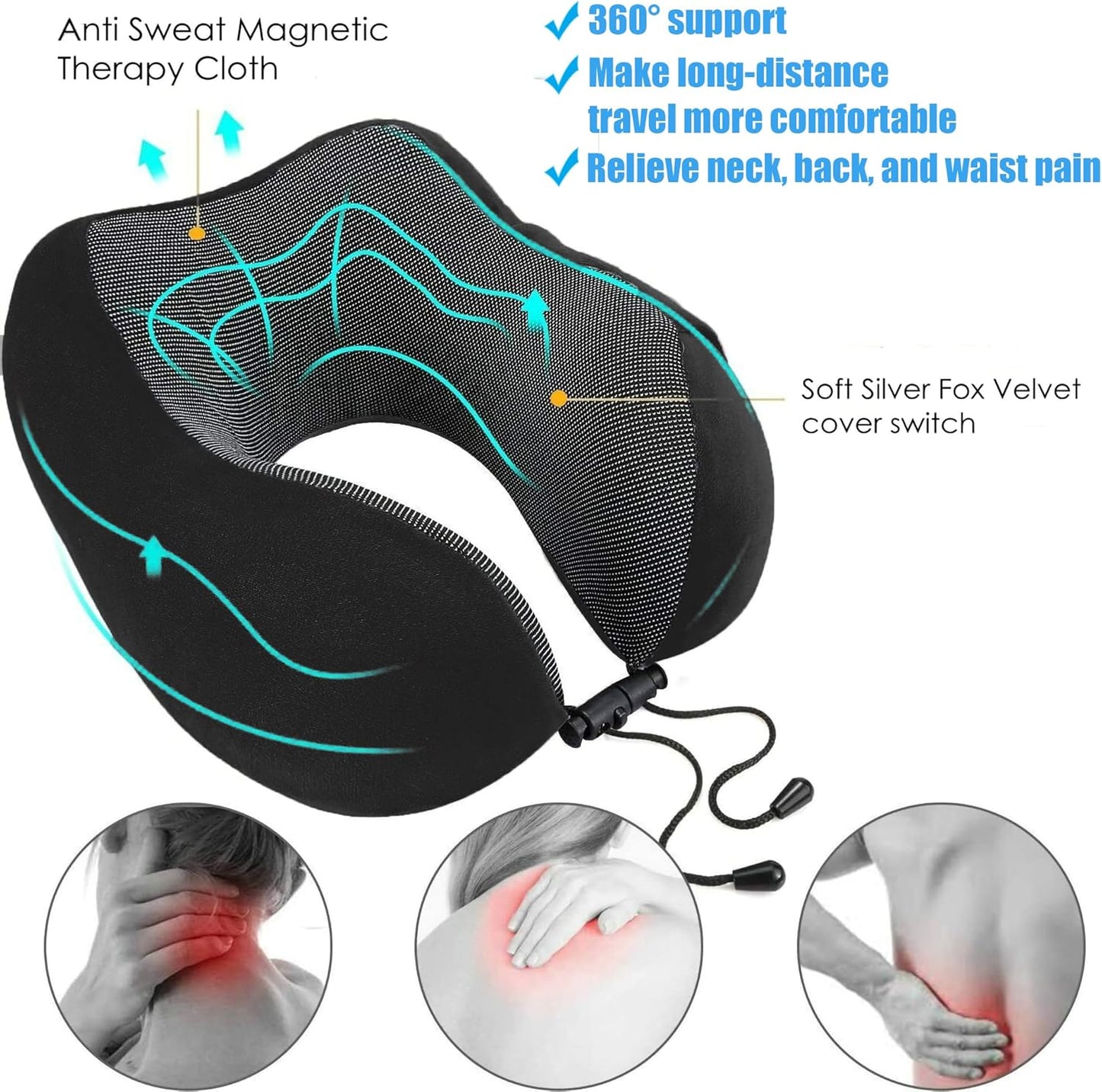 FLRWDJL Travel Pillow Memory Foam Neck Pillow for Travel Head Support Includes 3D Eye Masks, Earplugs and Luxury Bag Adult Kids Travel Neck Portable Pillows for Airplane, Cars, Train