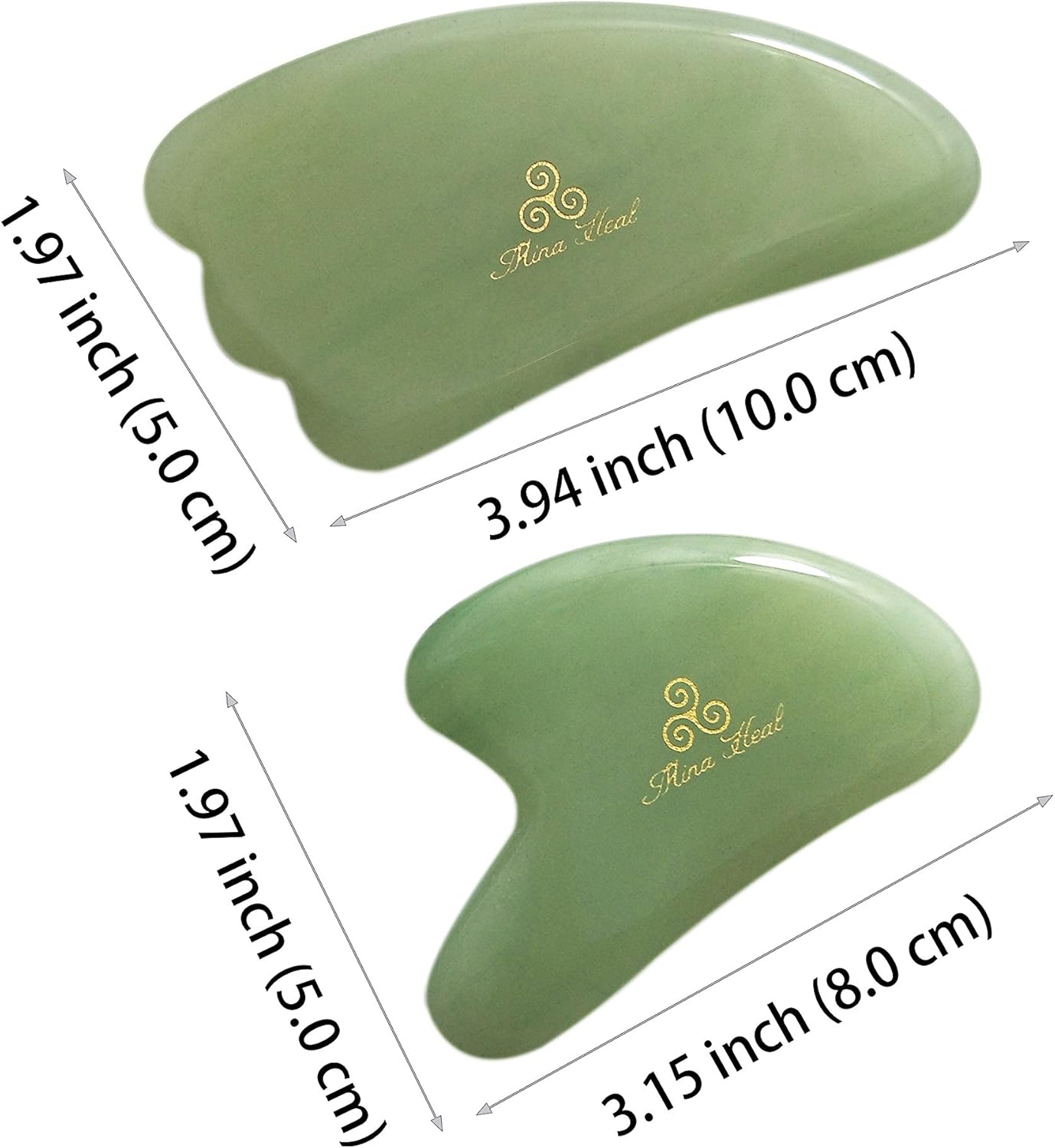 Set of 2 Facial Massagers for Skin Care, Facial Rejuvenation, Anti-wrinkles, Anti-Aging Facelift, Cosmetic Self-Treatment, Jade Massagers Gua Sha Plate for Women