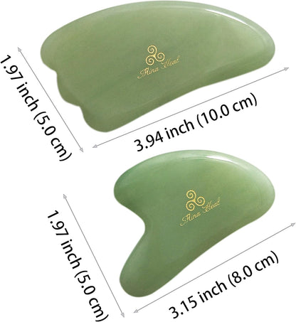 Set of 2 Facial Massagers for Skin Care, Facial Rejuvenation, Anti-wrinkles, Anti-Aging Facelift, Cosmetic Self-Treatment, Jade Massagers Gua Sha Plate for Women