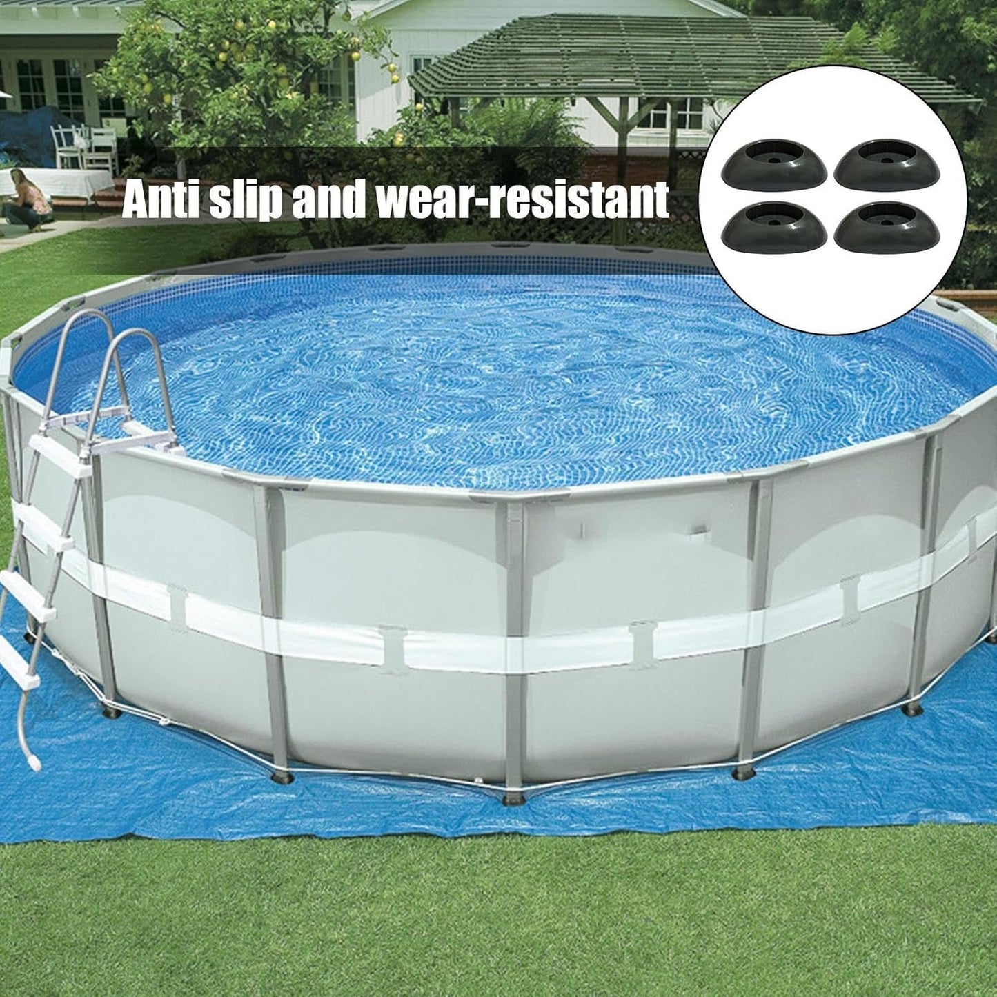 Pool Leg End Caps - Vertical Leg Replacement Frame Parts Cap | Stable Pool Vertical End Cap | Ground Swimming Replacement Parts