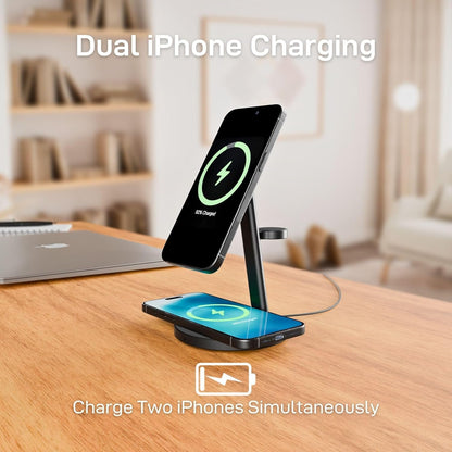 ZYRON 3-in-1 Wireless Charger for Apple, 15W Fast Wireless Charging Station, Qi2 Certified 3 in1 Wireless Charger Dock Compatible with iPhone 16/15/14, Airpods, Apple Watch, iWatch 10/9/8, Black