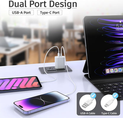 3 Pack USB C Charger Block, 20W Dual Port PD+QC Power Wall Adapter, Quick Fast Charging Plug Cube for iPhone 15/14/13/12/11/Pro Max/XS/XR/X, Galaxy S24/S23/S22, LG and More