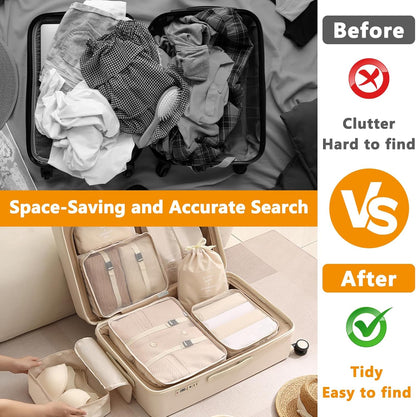 BBLTIFF Suitcase Organizer, Set of 12 Pieces Suitcase Organizer Space-Saving Suitcase, Travel Organizer, Suitcase Organizer Set, Packing Cubes, Luggage Organizers for Storing Clothes Shoes Cosmetics