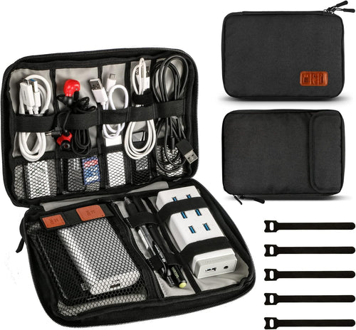Jamber - Universal Storage Bag for Electronic Accessories and Cables with 5 Cable Ties New Black New Black