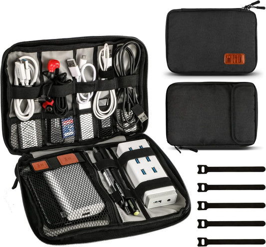 Jamber - Universal Storage Bag for Electronic Accessories and Cables with 5 Cable Ties New Black New Black