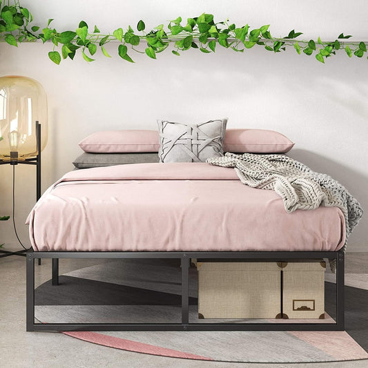 Zinus Queen Bed Frame – Lorelai 14 inch Bed Frame with Steel Slat Support, Heavy Duty Metal Construction, Easy Assembly, No Box Spring Needed – Platform Bed Frame with Underbed Storage