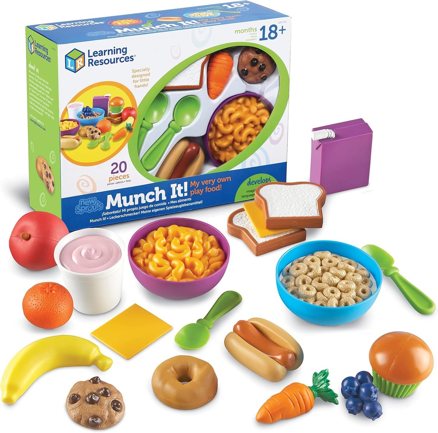 Learning Resources LER7711 New Sprouts Munch It! Pretend Play Food, 20 Pieces, Ages 18 mos+, LER7711