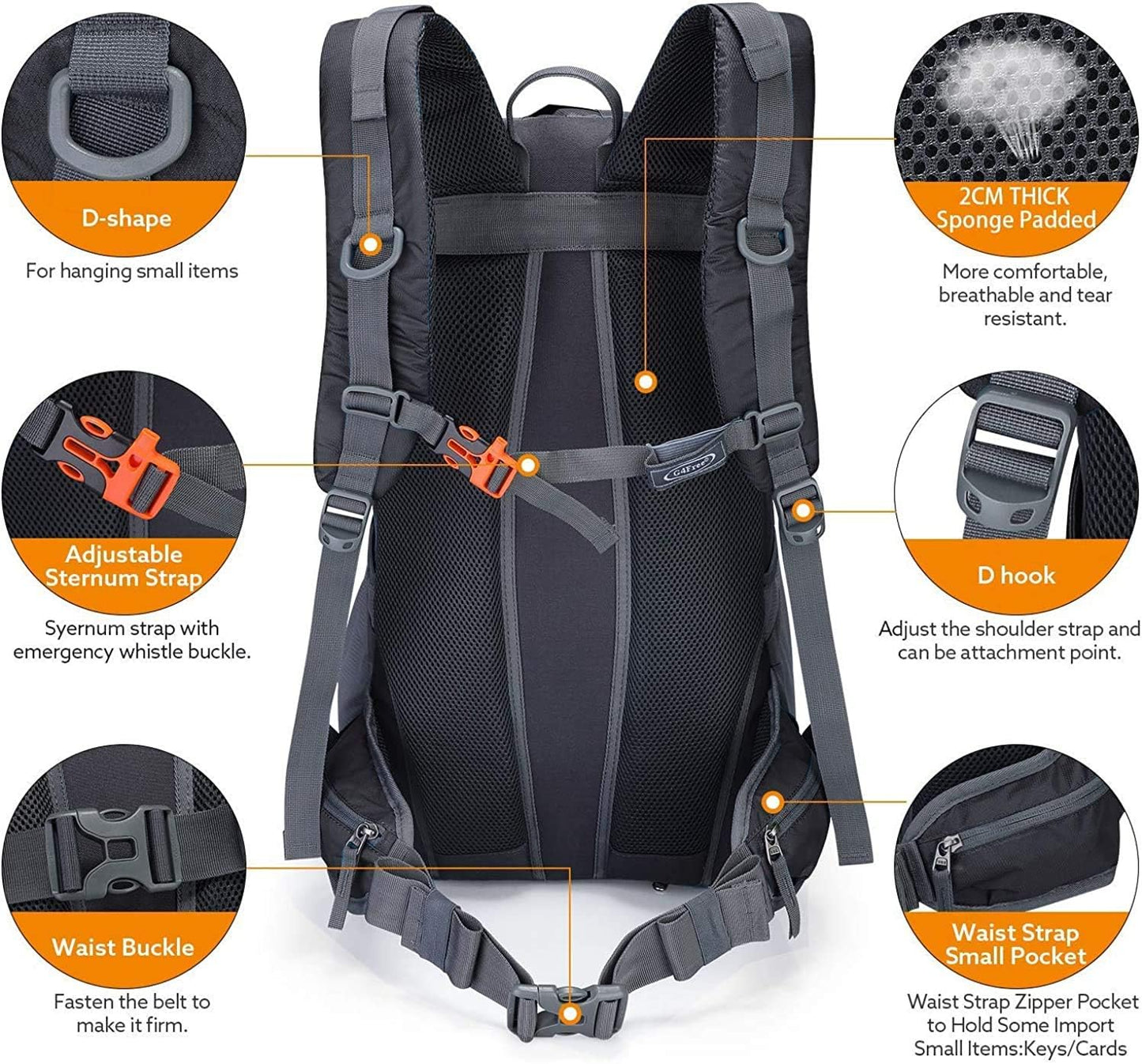 G4Free 45L Hiking Travel Backpack Waterproof with Rain Cover, Outdoor Camping Daypack for Men Women