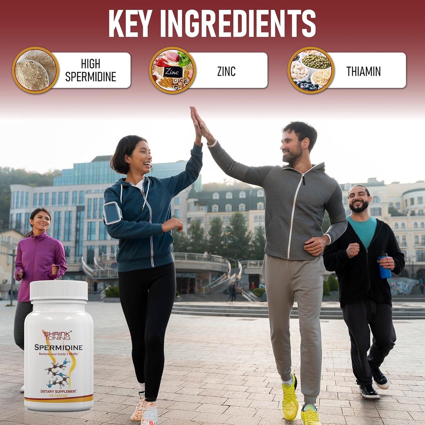 Shrink Spermidine Supplements Skin & Anti-Aging Support – 120 Vegan Caps 100% Natural Polyamine for Men and Women, Overall Wellness – Non-GMO, USA Made – with High Spermidine, Zinc & Thiamin