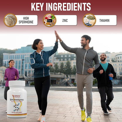Shrink Spermidine Supplements Skin & Anti-Aging Support – 120 Vegan Caps 100% Natural Polyamine for Men and Women, Overall Wellness – Non-GMO, USA Made – with High Spermidine, Zinc & Thiamin