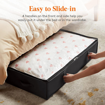 Lifewit 4 Pack 95L Under Bed Storage Bins, Foldable Closet Organizers and Storage Containers,Underbed Storage Bags with Reinforced Handle for Blanket,Clothing,Comforter, Sheets,Wrapping Paper, Black