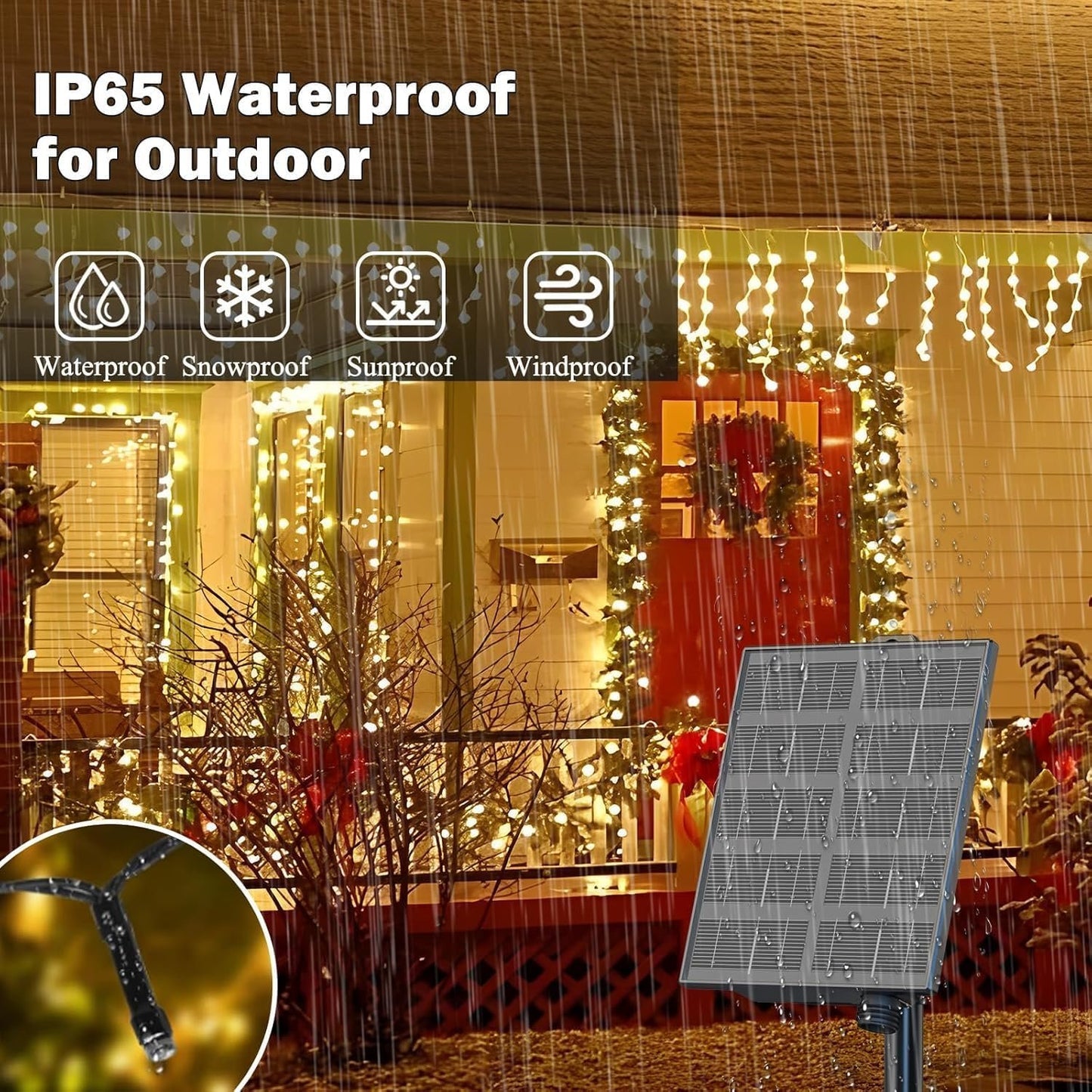 SOLARBABY Solar Christmas Lights Outdoor Waterproof, 164FT 500LED 19 Modes Solar Sting Lights for Outside Xmas Tree Garden Patio Wedding Christmas Decorations,Warm White