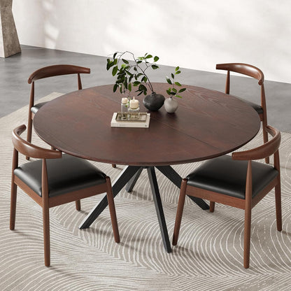 Soohow 47.2" Solid Wood Round Dining Kitchen Table for 4-6 People with Intersecting Pedestal Base