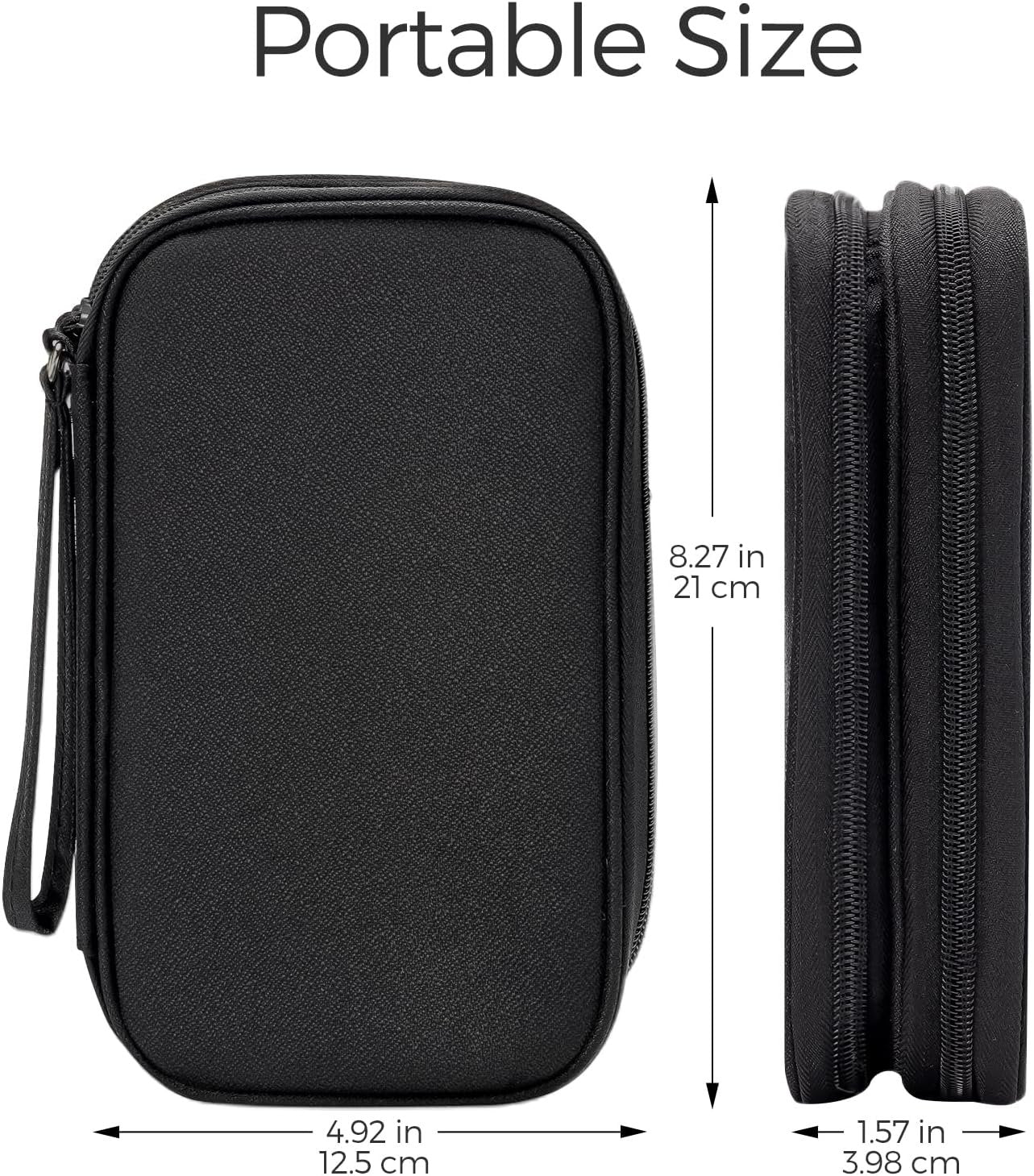 ProCase Electronics Organizer Travel Case, Portable Tech Cable Organizer Bag, Charger Organizer Case Pouch for Travel Accessories, Electronics, Power Bank, Wire -Black