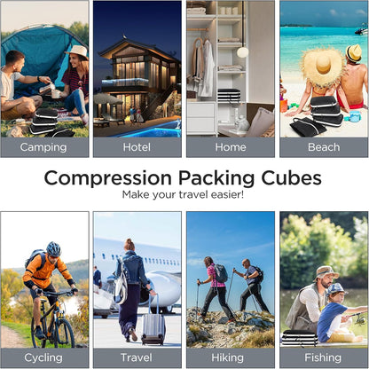 AiQInu 4-Piece Suitcase Organizer, Compression Packing Cube Space-Saving Expandable Ultralight Travel Organizer for Clothes, Shoes, Underwear Travel Set for Backpacks or Hand Luggage