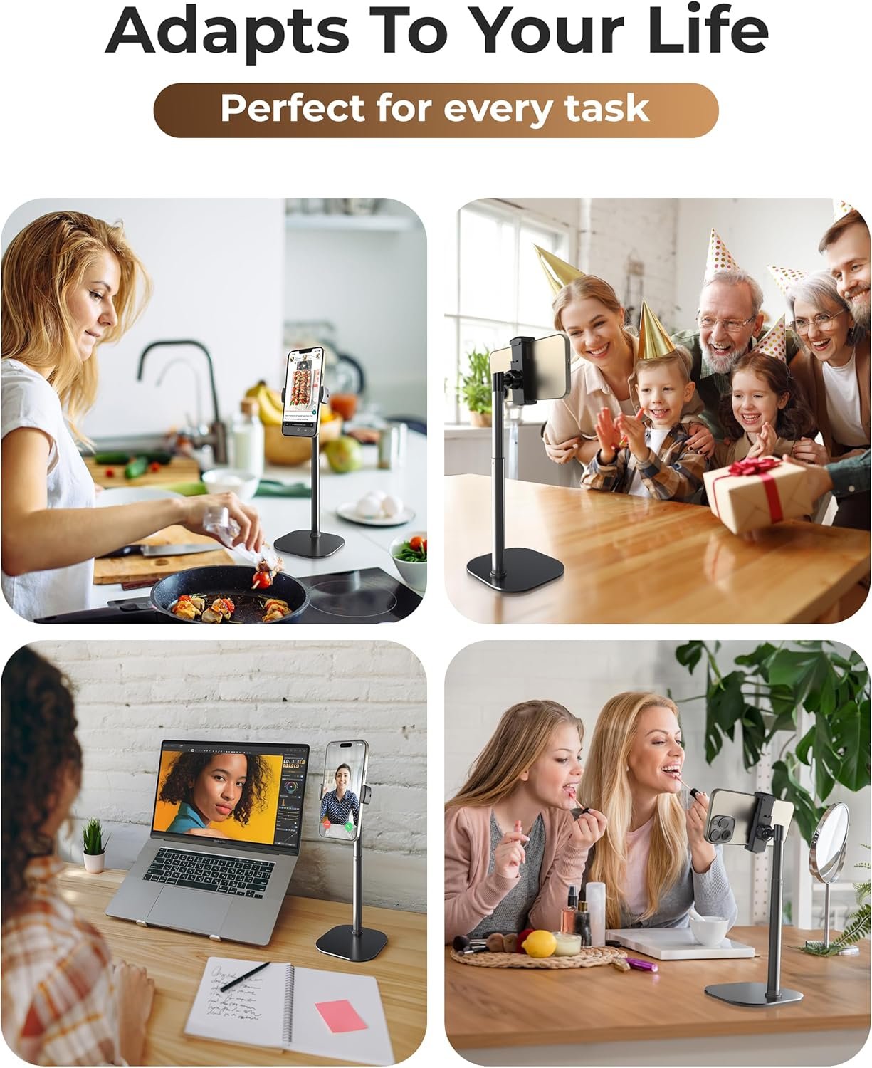 Cooper ChatStand, Height Adjustable Cell Phone Stand for Desk | Cell Phone Holder Stand Office Home, Desk Phone Stand for Recording, iPhone Stand Desk Accessories Women, iPhone Holder