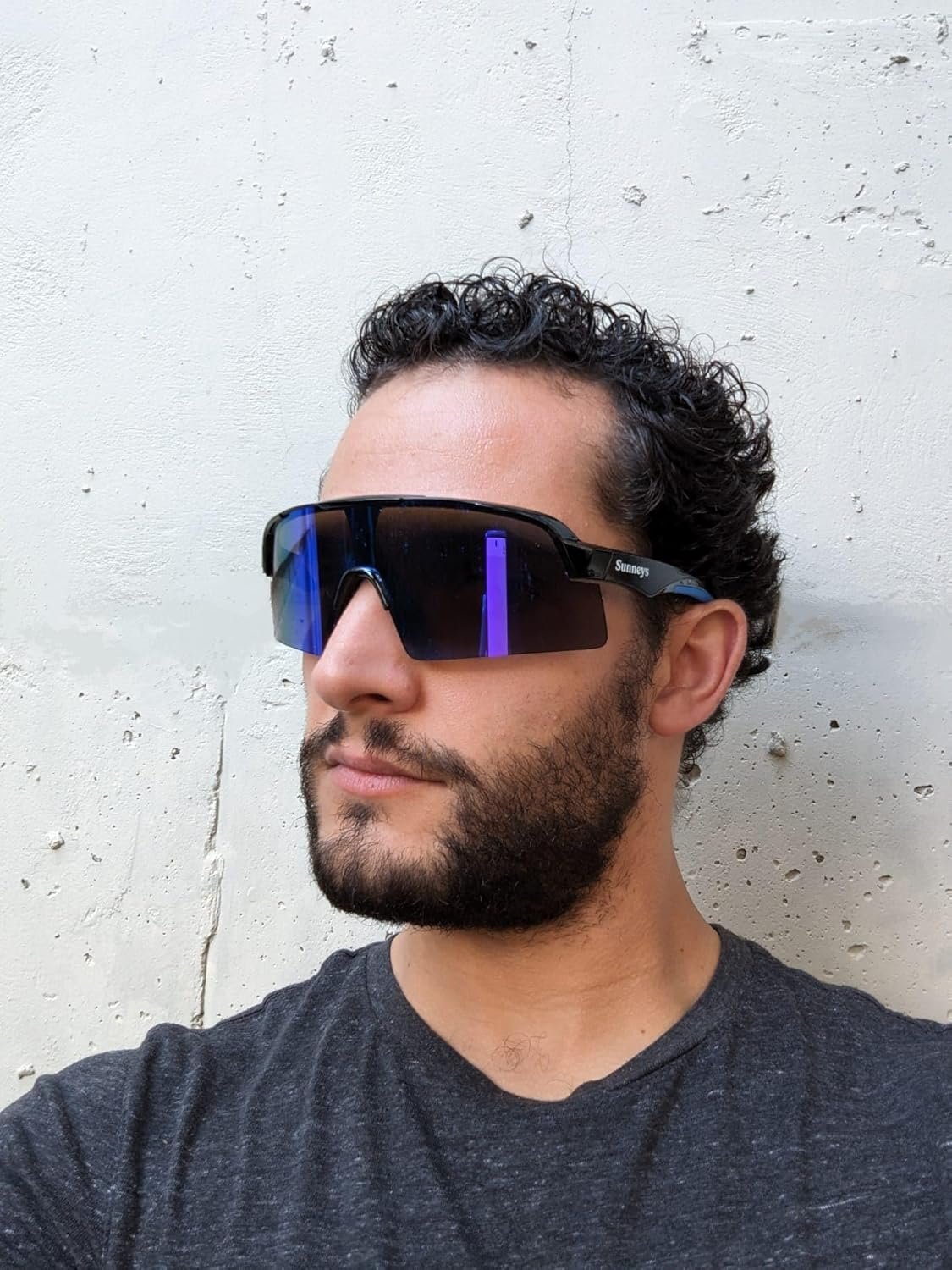 Sunneys Safety Sunglasses, Rangers, Wraparound, ANSI, Z87+, Non-Slip, Anti Fog, Black Frame/Mirror Lens, Case included, Shooting, Cycling, Travelling, Anti Pollen Goggles, Eye Protection (black, blue)