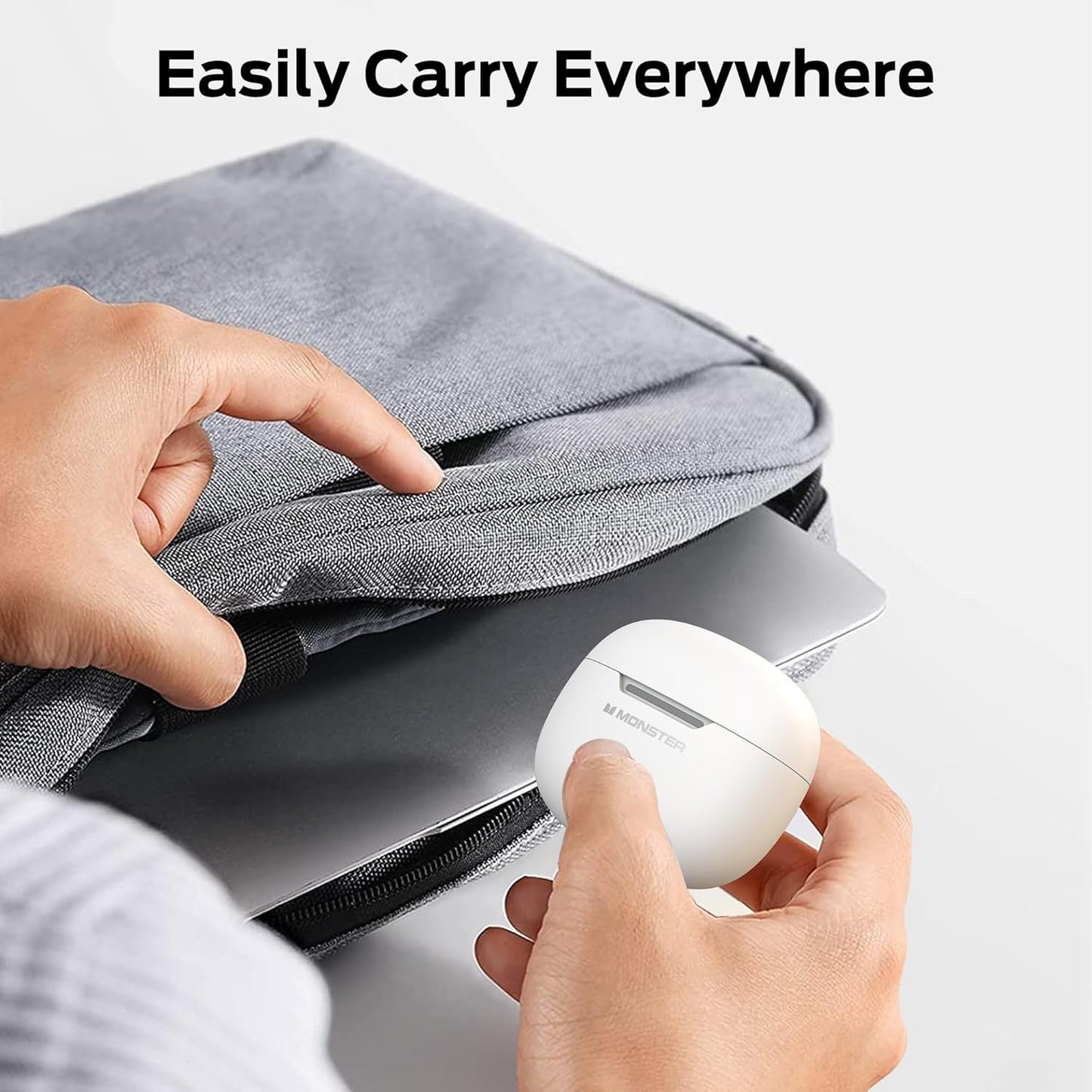 Monster N-Lite 208 Wireless Earbuds, Bluetooth Earbuds Touch Control, Bluetooth Headphones with 30H Playtime, Wireless Headphones Type-C Charging, Clear Call for Running, White