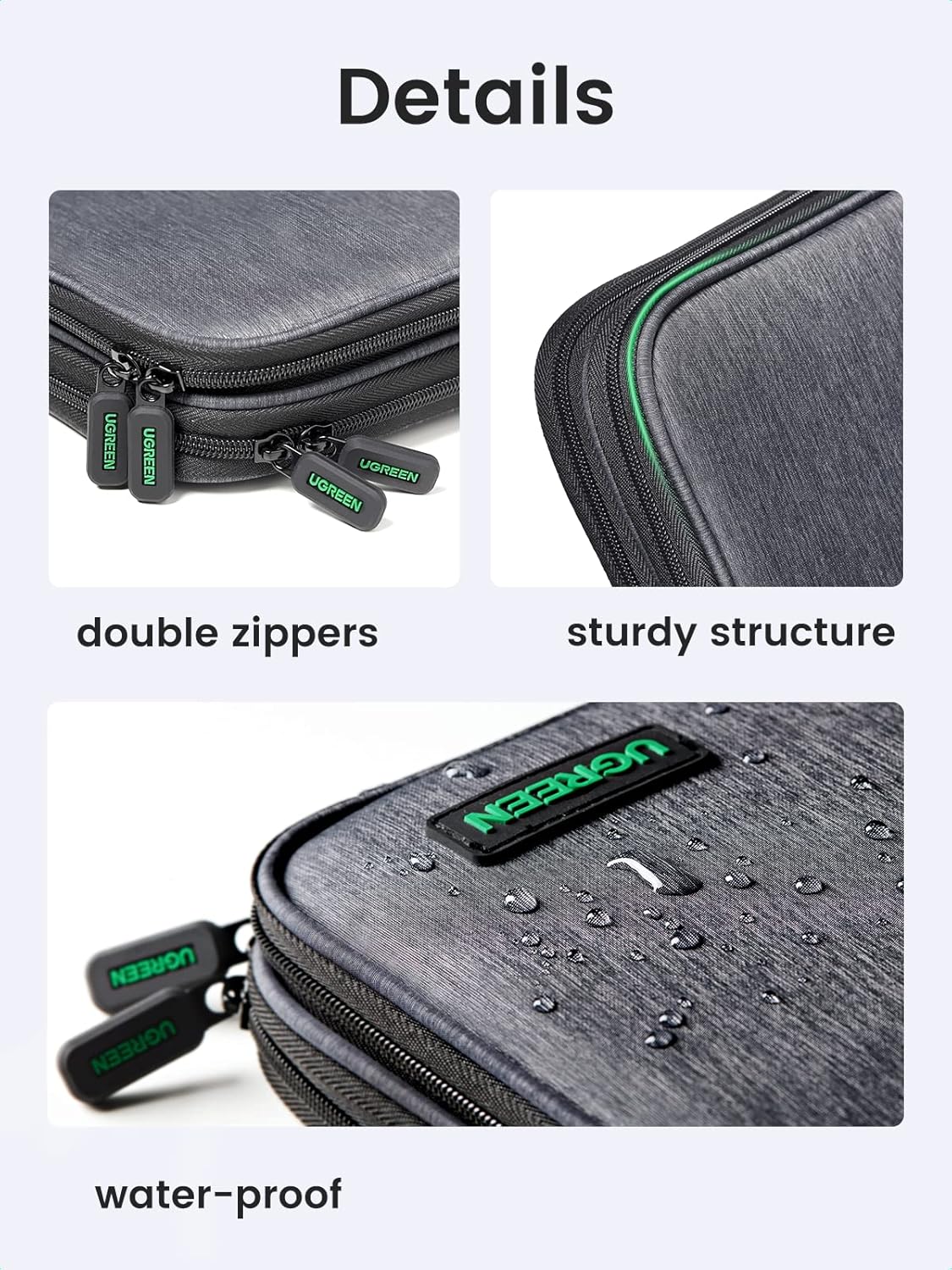 UGREEN Cable Organizer, Travel Bag Compatible with iPad Mini 5 4, Smartphone, Power Bank, Hard Disk, etc.