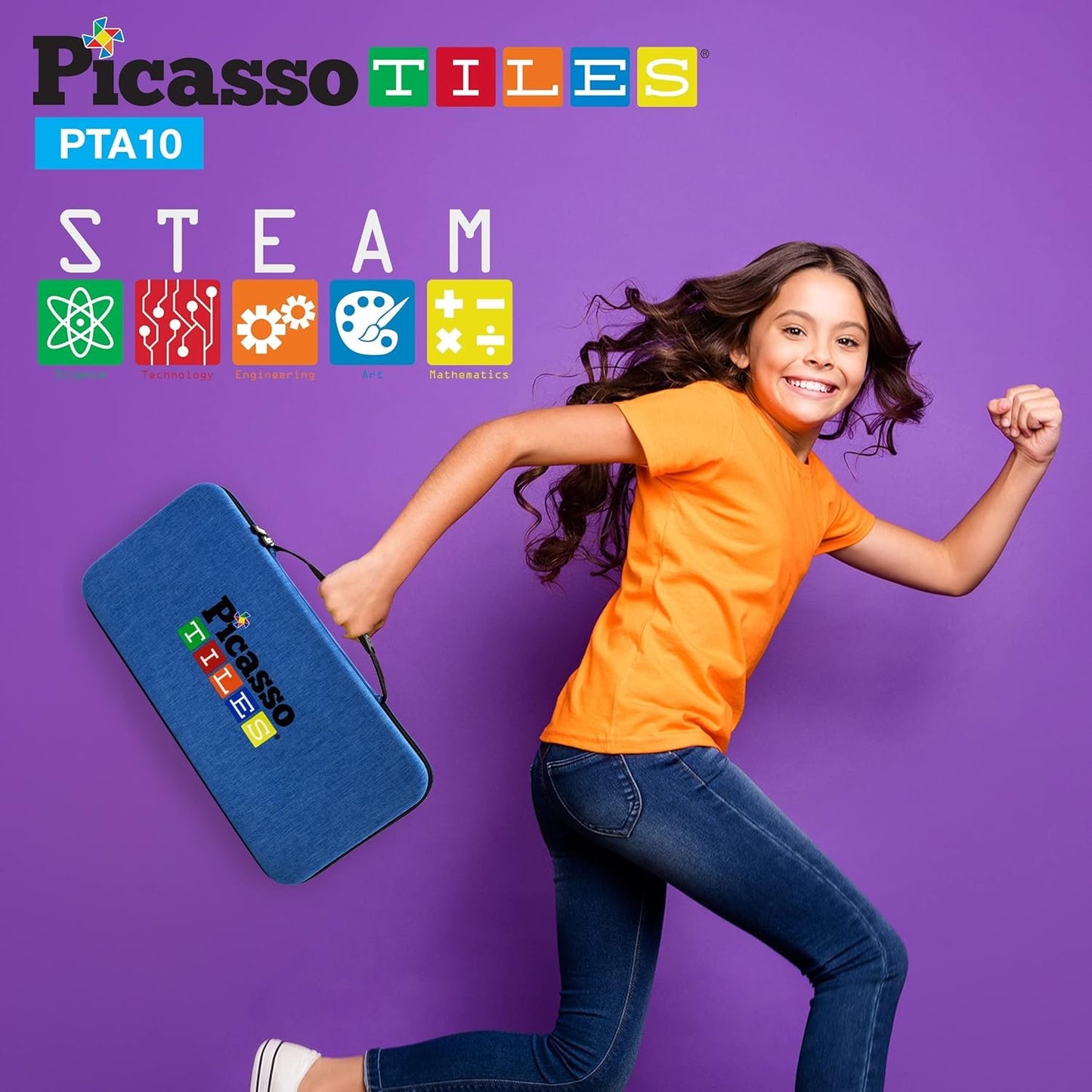 PicassoTiles PicassoToys Toy Carry Case Magnetic Tiles Construction Blocks Travel Bag EVA Storage Organizer Box Action Figure Character Accessory STEM STEAM Toys Portable Water Resistant Oxford Cloth