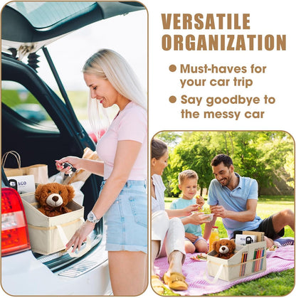 Honeydak Car Storage Organizer Box for Console Front/back Seat with Divide and Multi-pockets Automotive Car Caddy Organizer for SUV, Truck Foldable Passenger Seat Organizer for Kids Adults Accessories