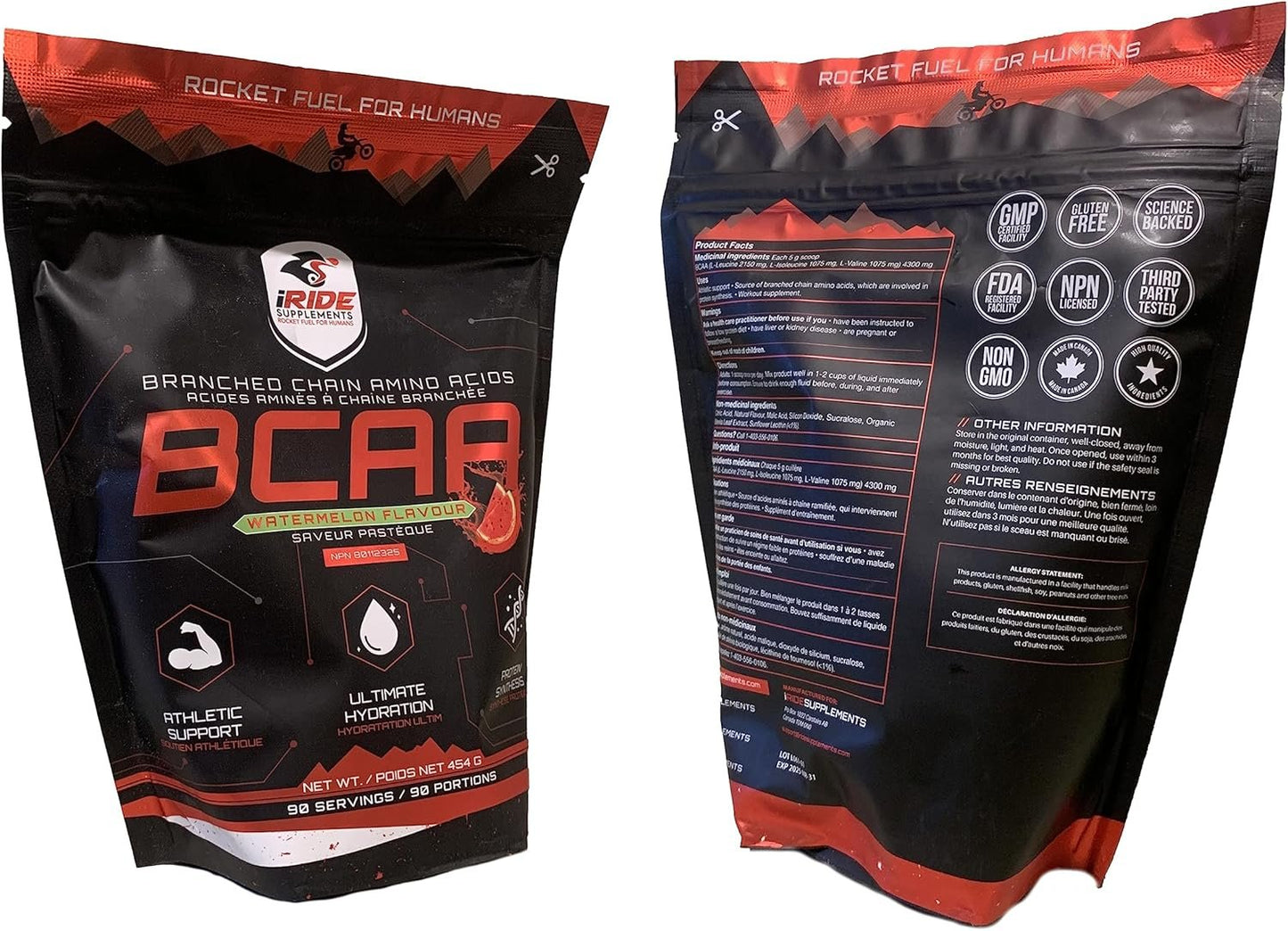 iRide Supplements - Branched Chain Amino Acids BCAA Protein Powder, Watermelon Flavour - Ideal for Hydration, Boosts Energy, Enhanced Performance, Endurance & Metabolism - Athlete Supports-90 Servings