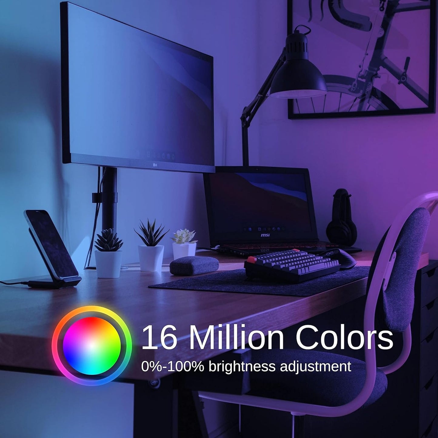 RS RGB Smart Light Bar, Bluetooth App Control Gaming Ambient Lights with 19 Scene Modes, 16 Million Colors, USB Powered LED Play Light Bar for PC, TV, Entertainment, Party