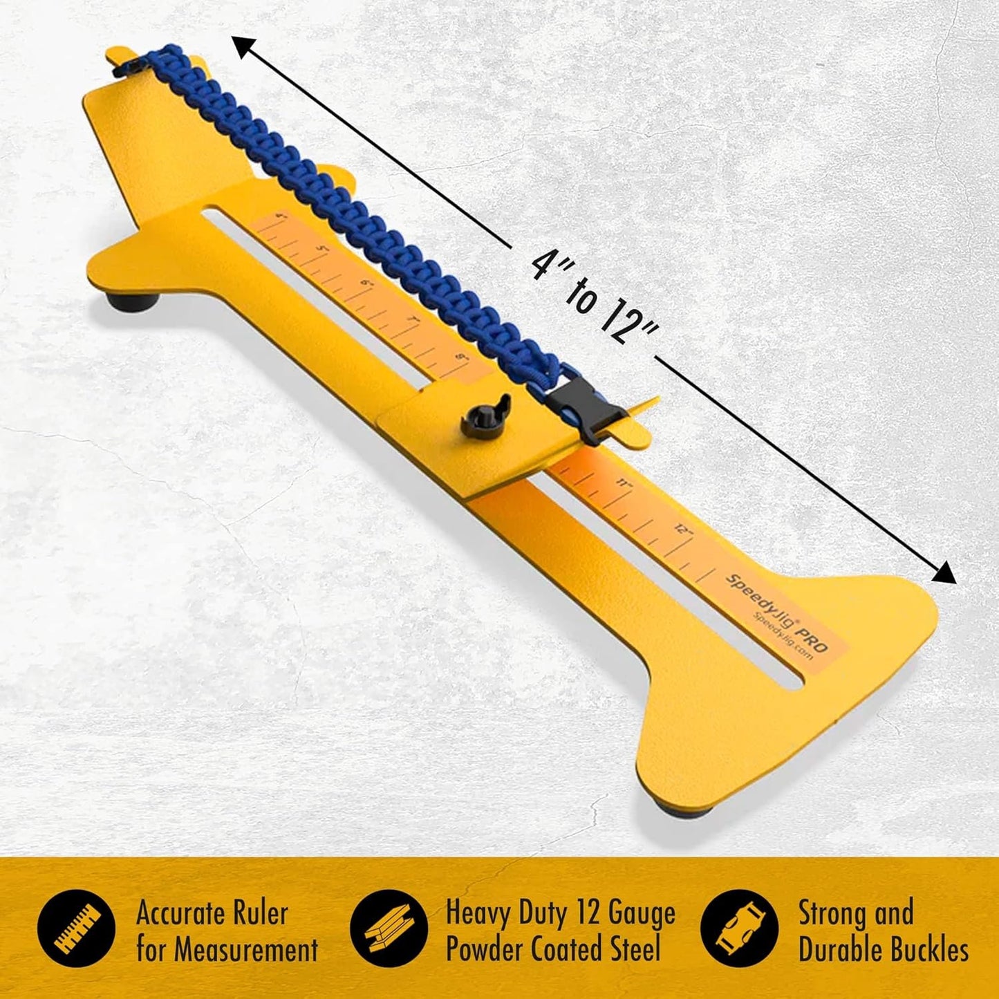 SpeedyJig PRO Paracord Bracelet Kit & Jig | Adjustable Frame | Craft 4” to 12” Survival Bracelets, Jewelry, Keychains | Craft Idea for Adults & Children | Includes Cords & Buckles | USA Made